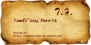 Tamássy Henrik névjegykártya