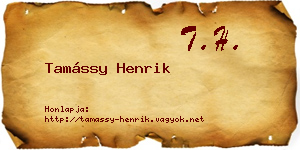 Tamássy Henrik névjegykártya